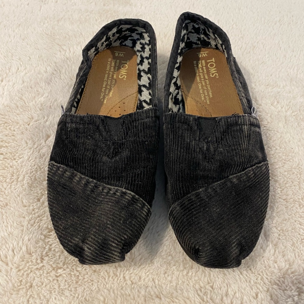 TOMS Black Corduroy Slip-Ons